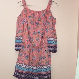 coral patterned romper